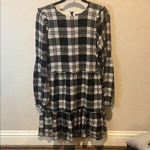 1. State Black and White Flannel Long Sleeve Dress size Large